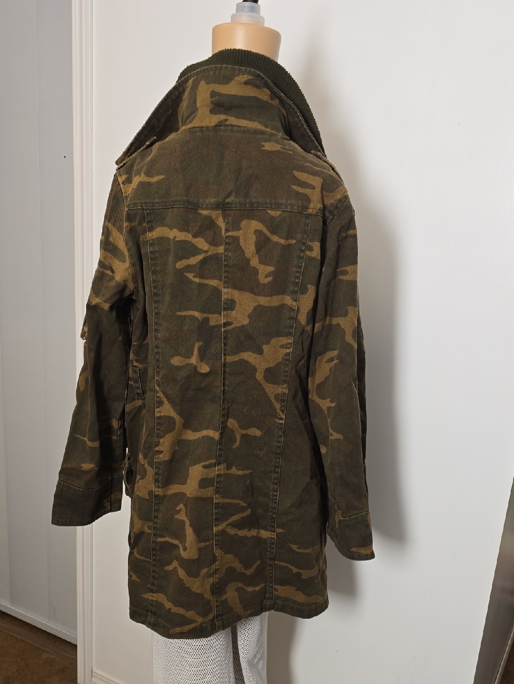 Vintage Camo Military Jacket Heavy Denim - L - Picture 6 of 11